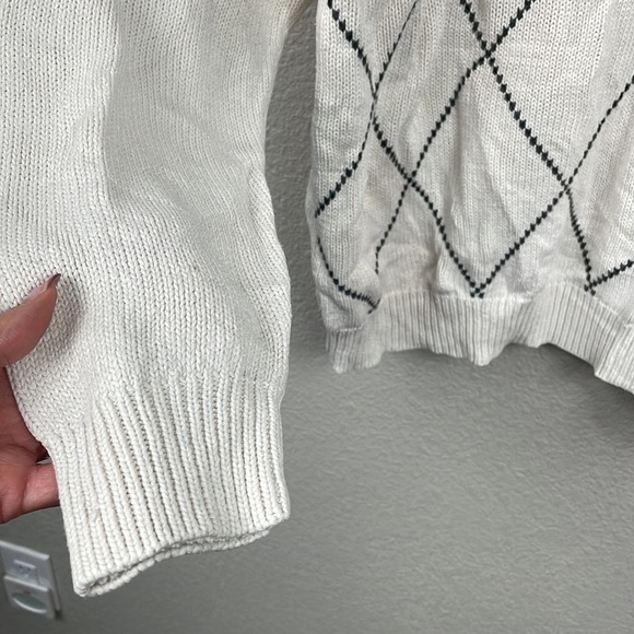 Dockers Recode Argyle Knit Sweater Golf Preppy Academia Cream Sz M - Picture 2 of 10